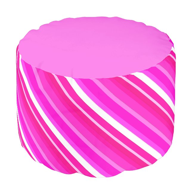 Layered candy stripes - pink and fuchsia pouf (Angled Front)