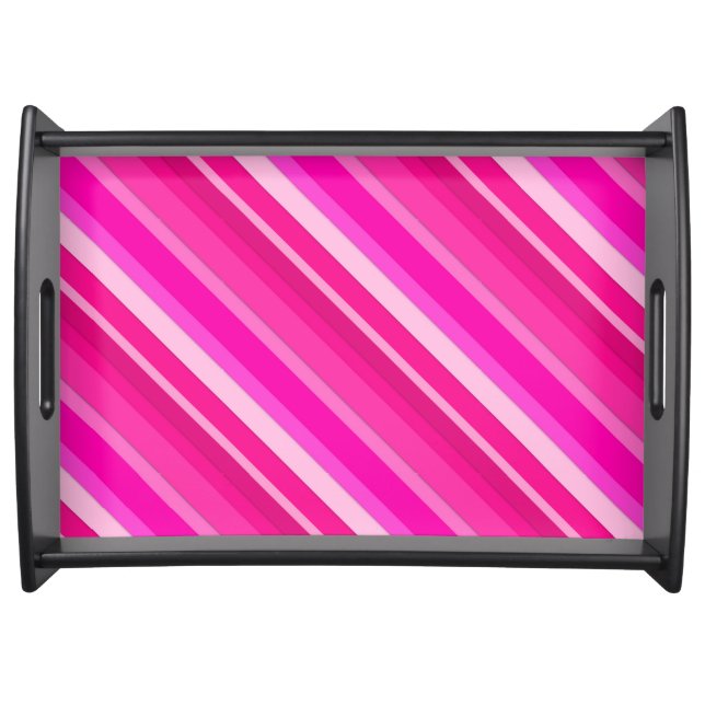 Layered candy stripes - pink and fuchsia serving tray (Front)