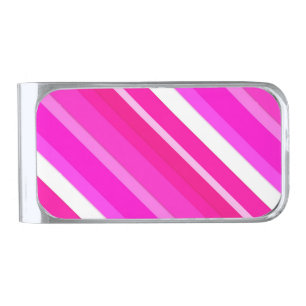 Layered candy stripes - pink and fuchsia silver finish money clip