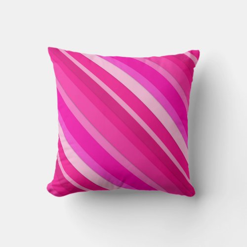Layered candy stripes _ pink and fuchsia throw pillow