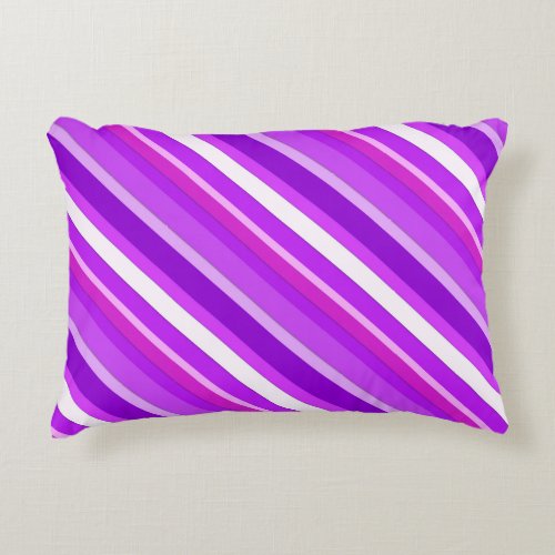 Layered candy stripes _ purple and orchid accent pillow