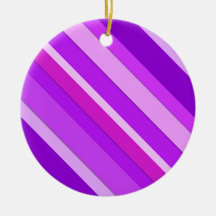 Layered candy stripes - purple and orchid ceramic ornament