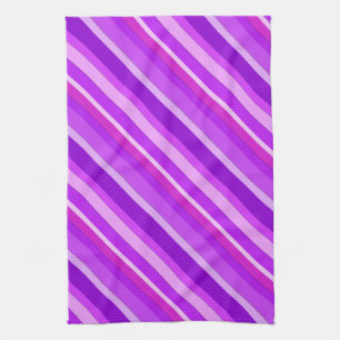 Layered candy stripes - purple and orchid kitchen towel