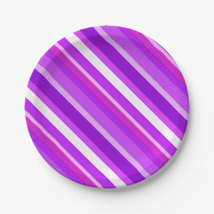 Layered candy stripes - purple and orchid paper plates