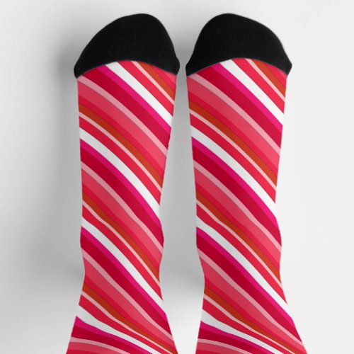 Layered Candy Stripes _ Red and White  Socks