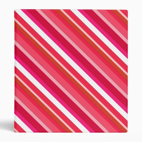 Layered candy stripes _ red pink and white 3 ring binder
