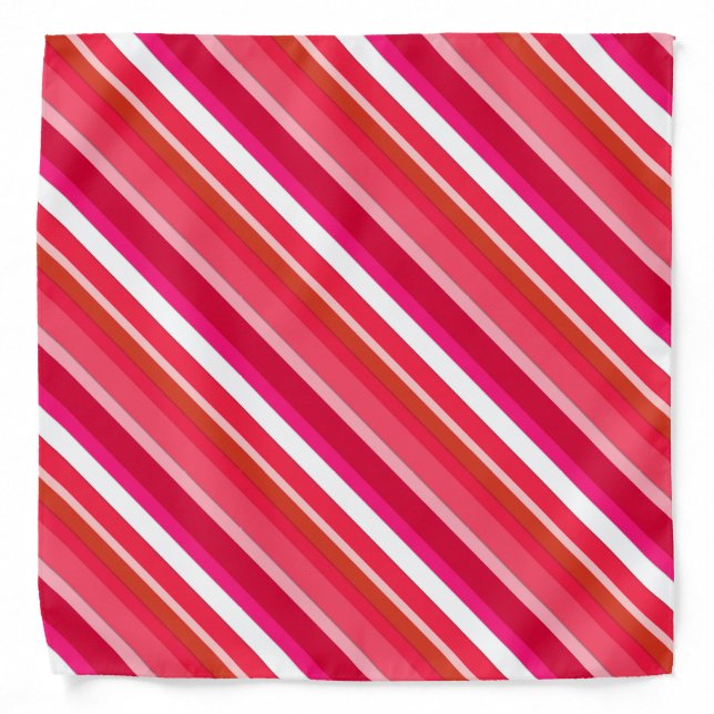 Layered candy stripes - red, pink and white bandana (Front)