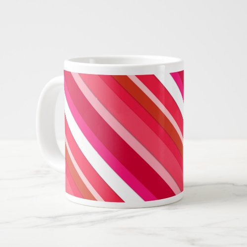 Layered candy stripes _ red pink and white giant coffee mug