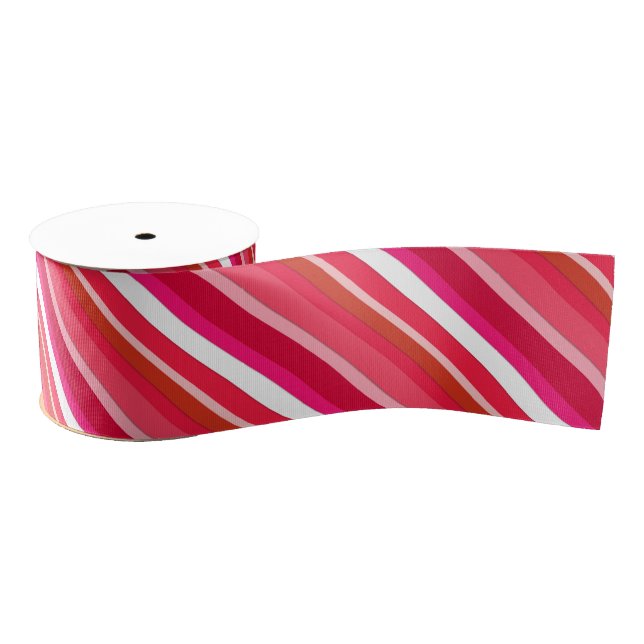 Layered candy stripes - red, pink and white grosgrain ribbon (Spool)