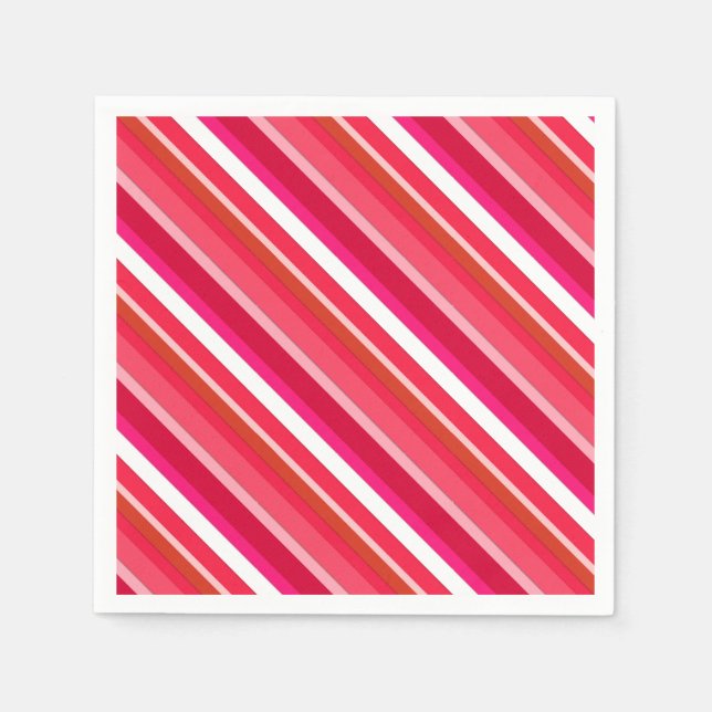 Layered candy stripes - red, pink and white paper napkins (Front)