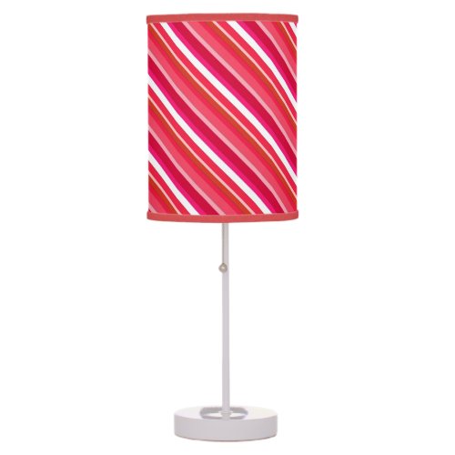 Layered candy stripes _ red pink and white table lamp