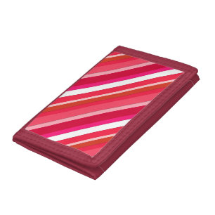 Layered candy stripes - red, pink and white tri-fold wallet