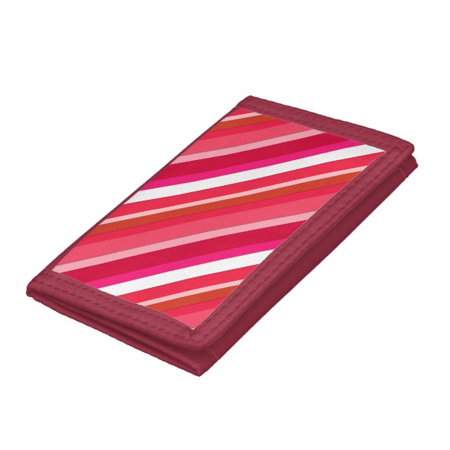 Layered candy stripes - red, pink and white tri-fold wallet (Bottom)