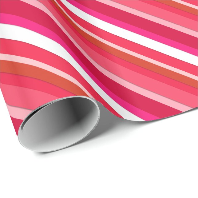 Layered candy stripes - red, pink and white wrapping paper (Roll Corner)