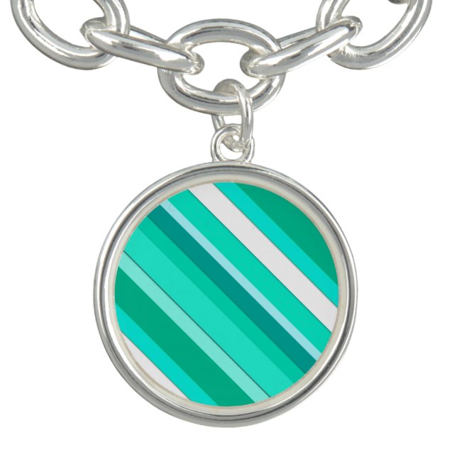 Layered candy stripes - turquoise and white charm bracelet (Design)