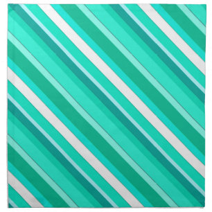 Layered candy stripes - turquoise and white cloth napkin