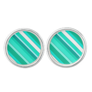 Layered candy stripes - turquoise and white cufflinks