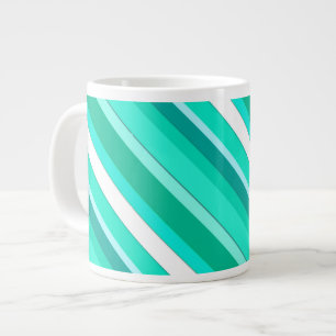 Layered candy stripes - turquoise and white giant coffee mug