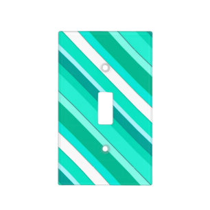 Layered candy stripes - turquoise and white light switch cover