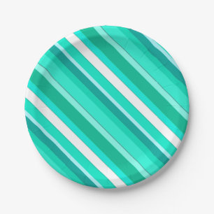 Layered candy stripes - turquoise and white paper plates