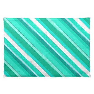 Layered candy stripes - turquoise and white placemat