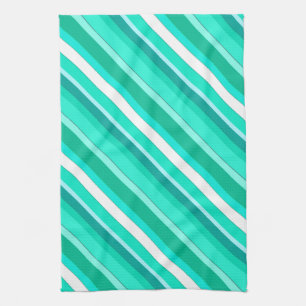 Layered candy stripes - turquoise and white towel