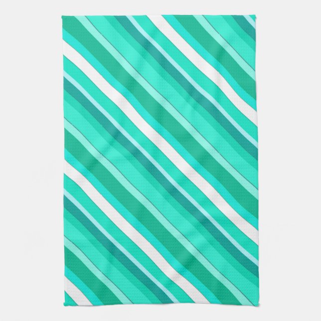 Layered candy stripes - turquoise and white towel (Vertical)