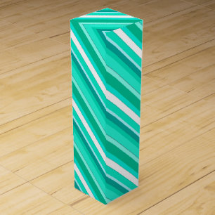 Layered candy stripes - turquoise and white wine gift box