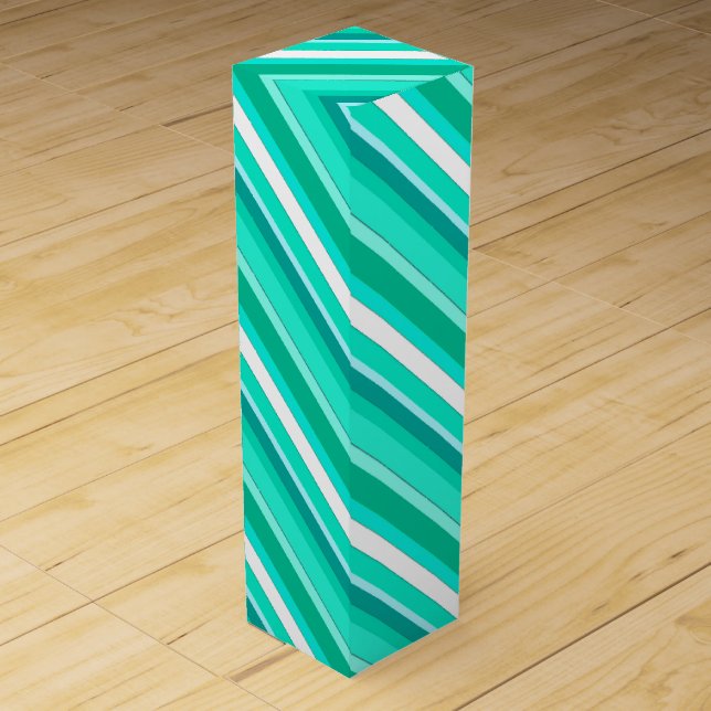 Layered candy stripes - turquoise and white wine gift box (Front)