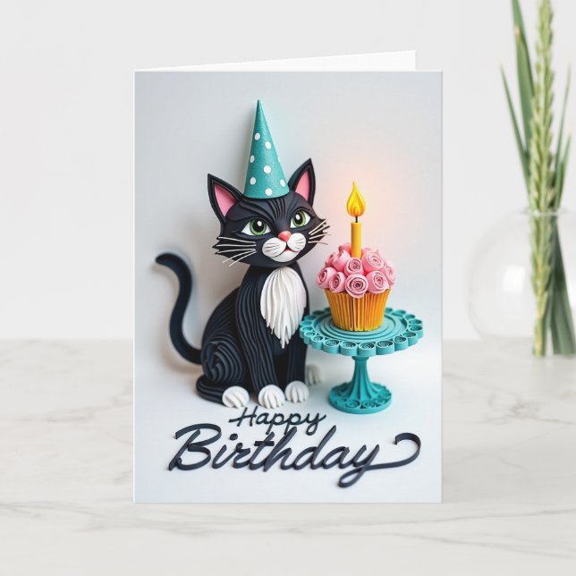 Layered Cat Birthday Card (Front)