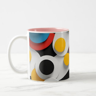 Layered Circular Composition Two-Tone Coffee Mug