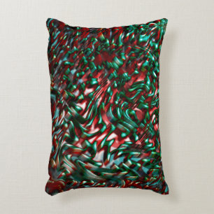 Layered curves, green and burgundy accent pillow