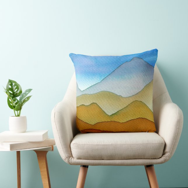 Layered Desert Mountains Throw Pillow (Chair)