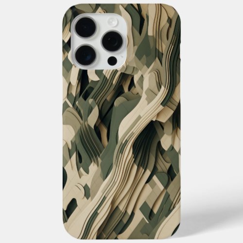 Layered forms in camouflage colors iPhone 15 pro max case