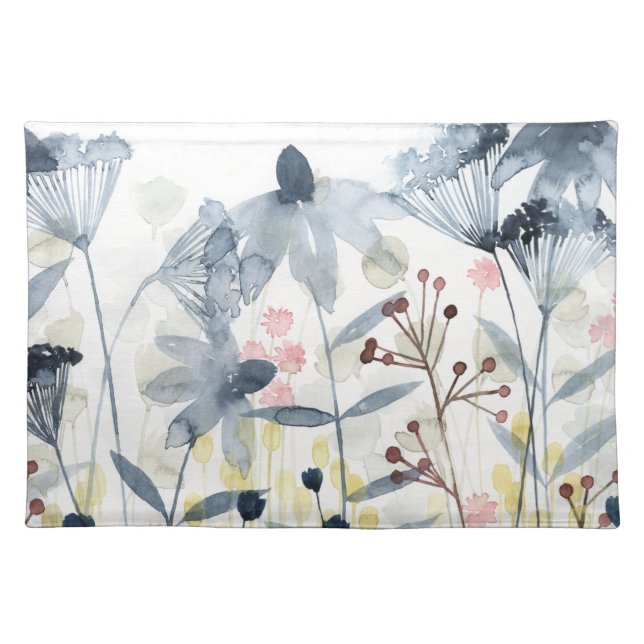Layered Gardens - Watercolor Flowers Cloth Placemat (Front)