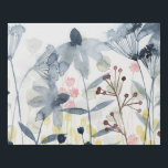 Layered Gardens - Watercolor Flowers Faux Canvas Print<br><div class="desc">Layered Gardens II by Grace Popp. Features a garden of watercolor flowers in primarily greys and blues.</div>