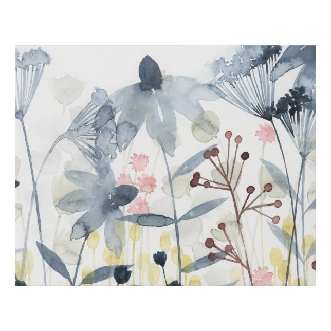 Layered Gardens - Watercolor Flowers Faux Canvas Print (Front)