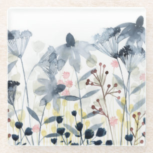 Layered Gardens - Watercolor Flowers Glass Coaster