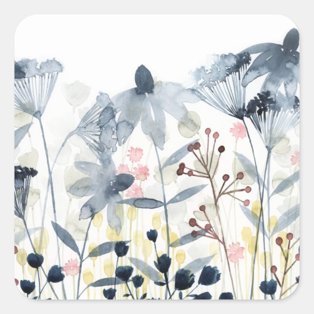 Layered Gardens - Watercolor Flowers Square Sticker (Front)