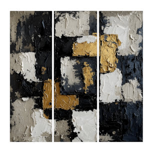 Layered Geometric Shapes Triptych Wall Art