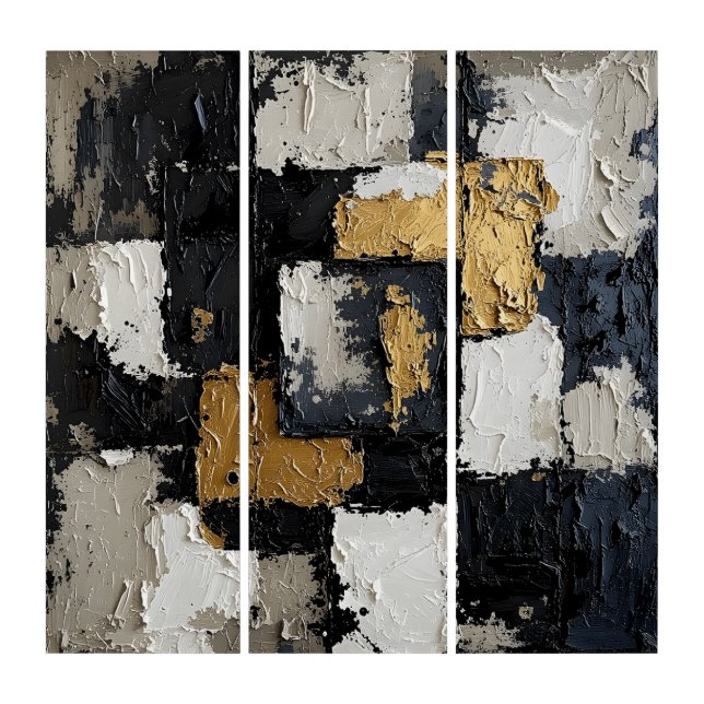 Layered Geometric Shapes Triptych Wall Art (Front)
