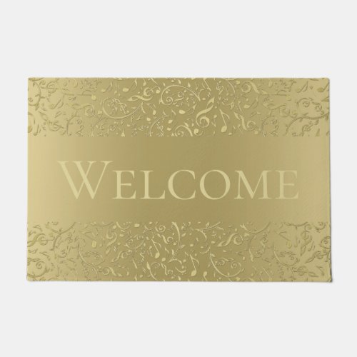 Layered Gold Music Notes Welcome Mat
