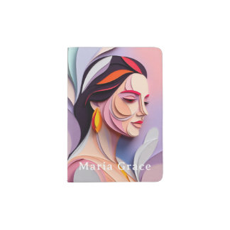 Layered Grace Abstract Feminine Portrait Passport Holder
