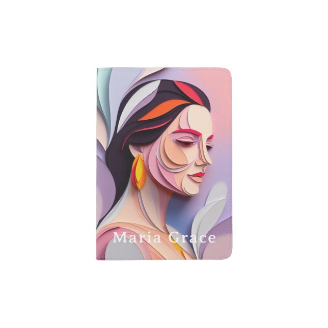 Layered Grace Abstract Feminine Portrait Passport Holder (Front)