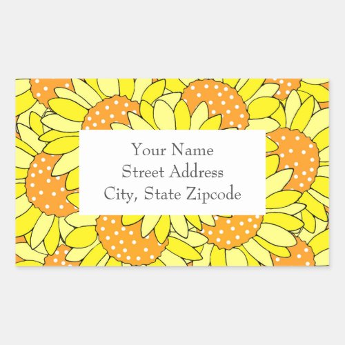 Layered Hand Drawn Yellow Orange Sunflowers Labels