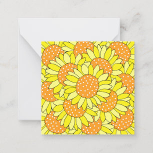 Layered Hand Drawn Yellow Orange Sunflowers Note Card
