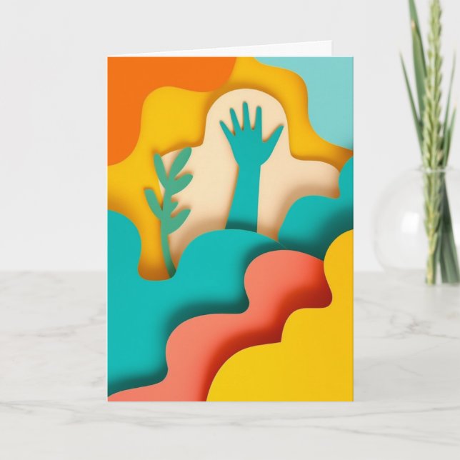 Layered Hand Wave Sunrise Card (Front)