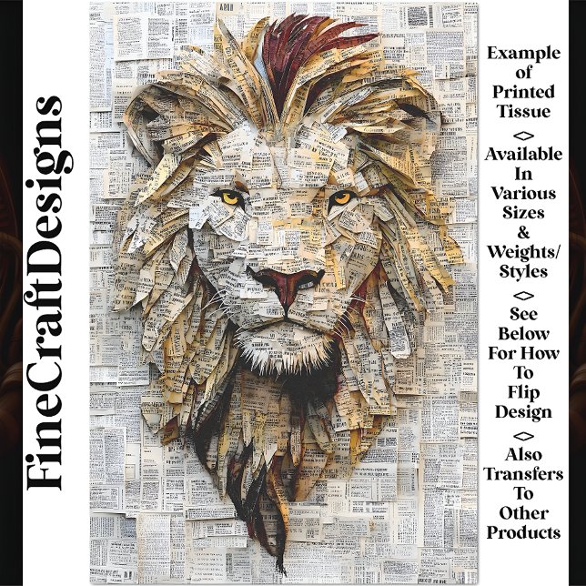 Layered Illegible Paper Lion Collage AS4 Decoupage (Creator Uploaded)
