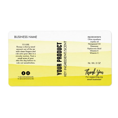 Layered Ink Yellow Body Butter Jar Product Labels