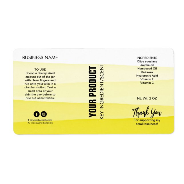 Layered Ink Yellow Body Butter Jar Product Labels (Front)